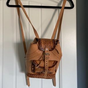 Handmade Mexican leather backpack purse